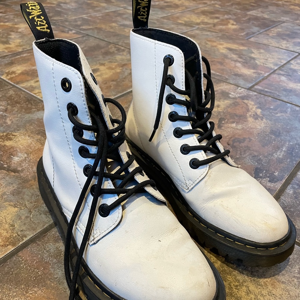 Dr. Martens Womens White Luana Combat Boot